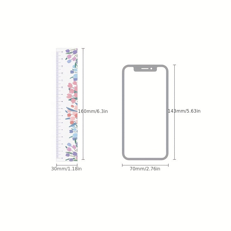 1pc, Transparent Plant Ruler, Flower Ruler, Acrylic Ruler, 5.91 Inches School Ruler, Centimeter Scale, Meets The Needs of Schools And Offices!