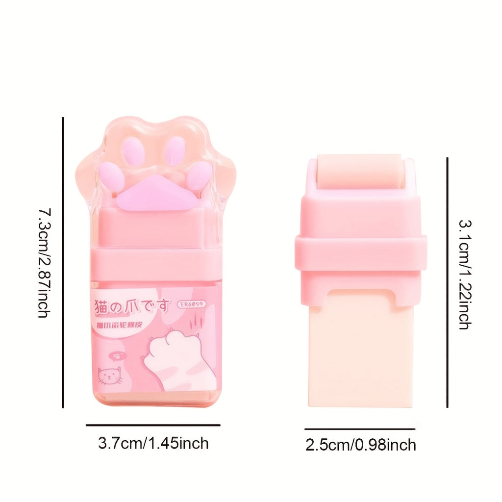 Cat Paw Cute Roller Eraser Girl Pencil Eraser Rubber Cartoon Pen Eraser Supplies Prizes Office Eraser