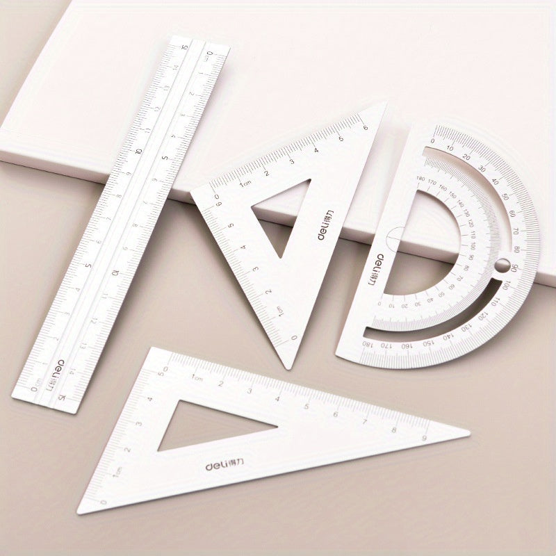 Aluminum Alloy Drafting Set 15cm Durable School Math Straight Triangular Ruler Protractor For Students