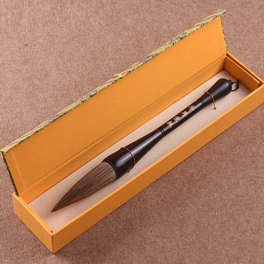 Traditional Chinese Calligraphy Brush with Large Ink Stick\u002FBrush - Gou Luke Handle for Chinese Painting, Calligraphy Practice, for writing Big Characters, Seal - Ideal for Artists, Students, Cultural Events - Authentic Brush Pen Gift Box