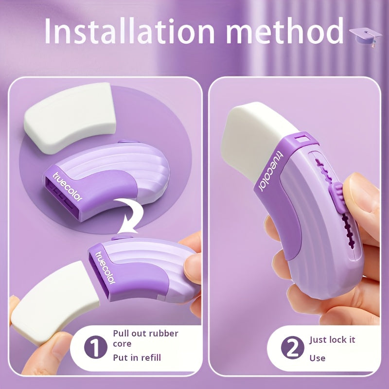 Rubber Erasers Sliding Retractable Eraser, 1pc\u002F4pcs, Large Erasers for School Office Art Drawing Pencil Eraser, 4 Colors, Purple\u002FPink\u002FBlue\u002FGreen