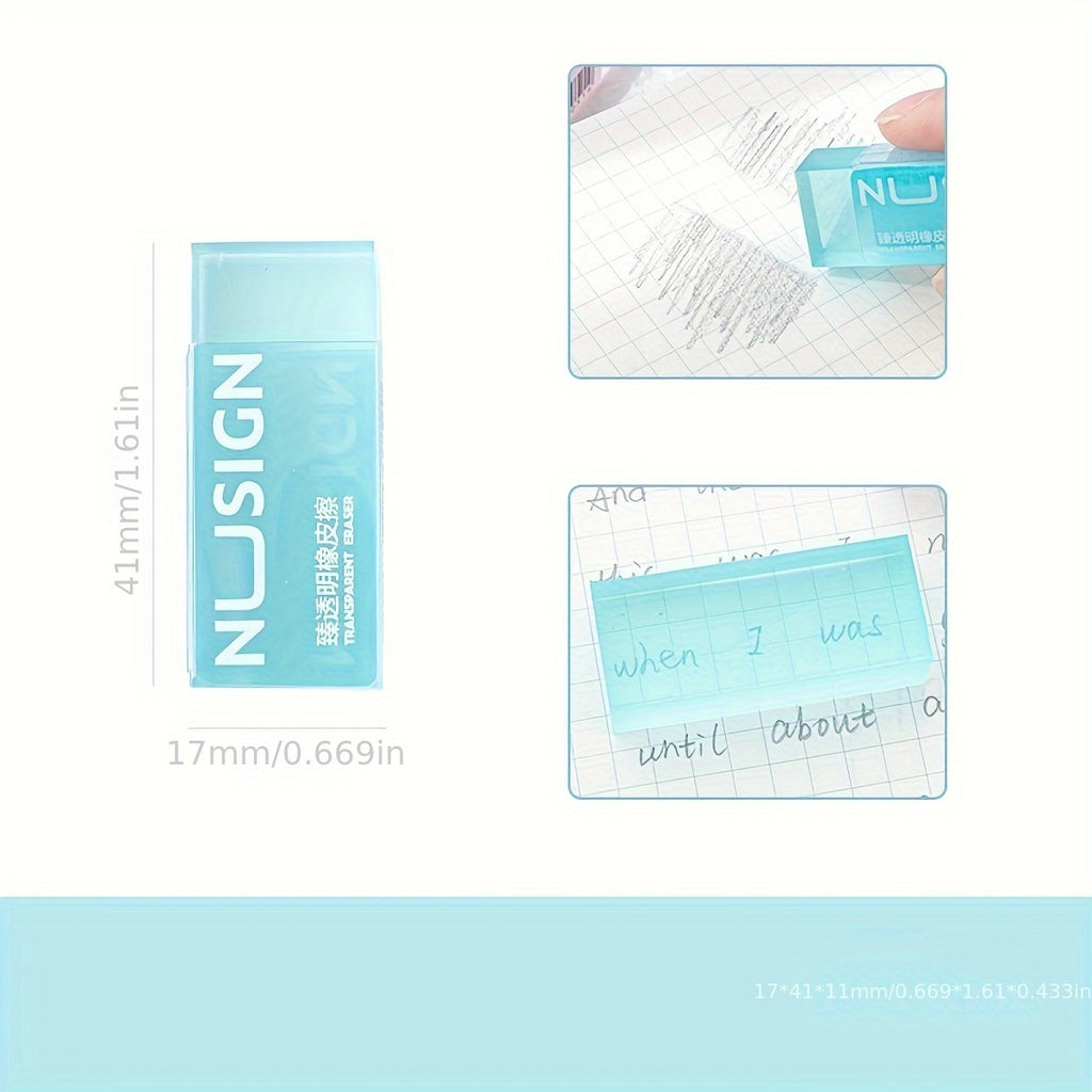 Charming Transparent Eraser in Solid Colors, Perfect for Students And Back-To-School Supplies