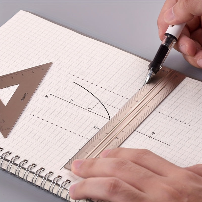 Aluminum Alloy Drafting Set 15cm Durable School Math Straight Triangular Ruler Protractor For Students