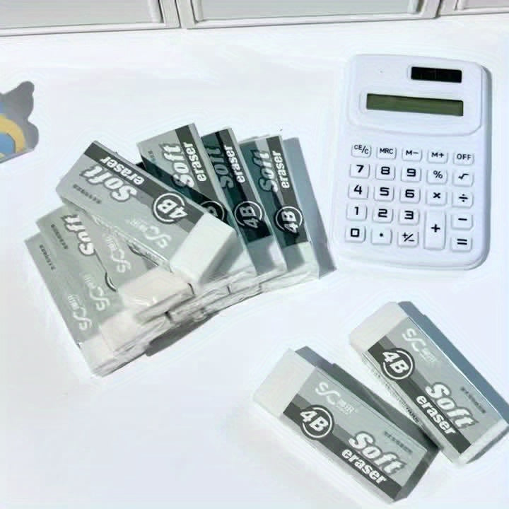 Soft PVC Erasers 5pcs Soft 4B PVC Erasers | Super Clean, Debris-Free, Ideal for School, Art Sketching, and Exam Drawing - Perfect Back-to-School Stationery with Bright Colors and Designs, Art Supplies