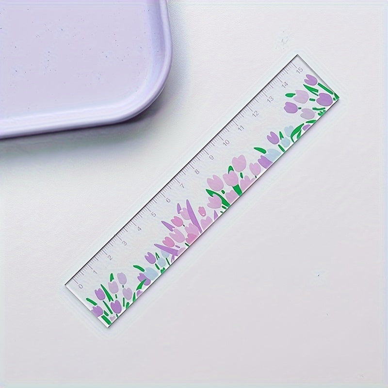 1pc, Transparent Plant Ruler, Flower Ruler, Acrylic Ruler, 5.91 Inches School Ruler, Centimeter Scale, Meets The Needs of Schools And Offices!
