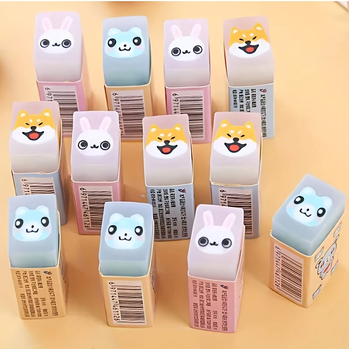 3-Pack Cute Animal & Dinosaur Erasers, Fun Pet Design, PVC Material, Pink, School Supplies, Prize, Party Favors