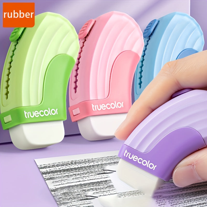 Rubber Erasers Sliding Retractable Eraser, 1pc\u002F4pcs, Large Erasers for School Office Art Drawing Pencil Eraser, 4 Colors, Purple\u002FPink\u002FBlue\u002FGreen