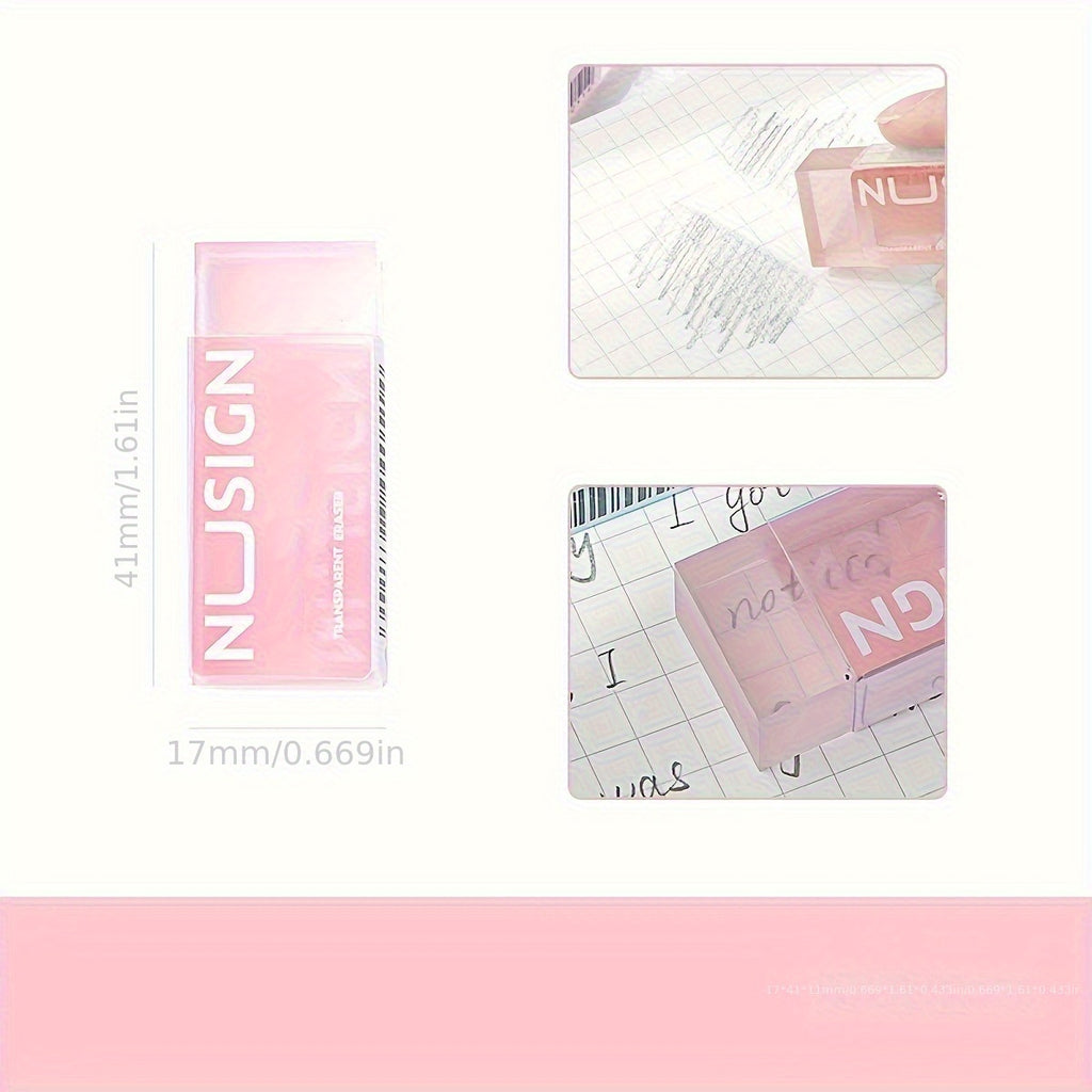 Charming Transparent Eraser in Solid Colors, Perfect for Students And Back-To-School Supplies