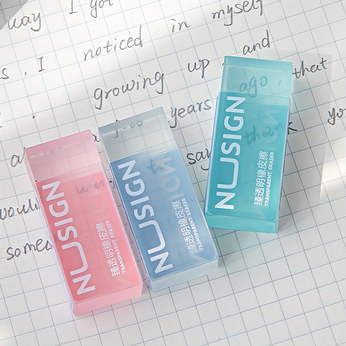 Charming Transparent Eraser in Solid Colors, Perfect for Students And Back-To-School Supplies