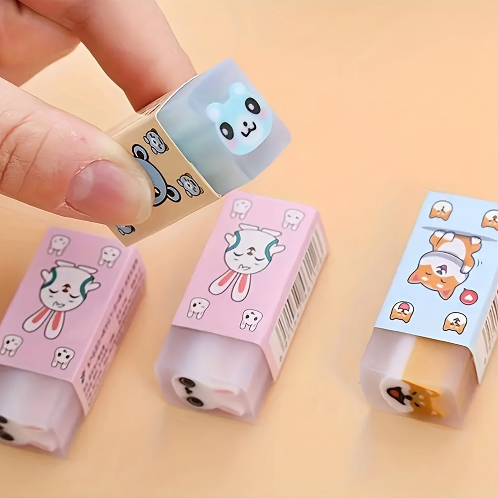 3-Pack Cute Animal & Dinosaur Erasers, Fun Pet Design, PVC Material, Pink, School Supplies, Prize, Party Favors