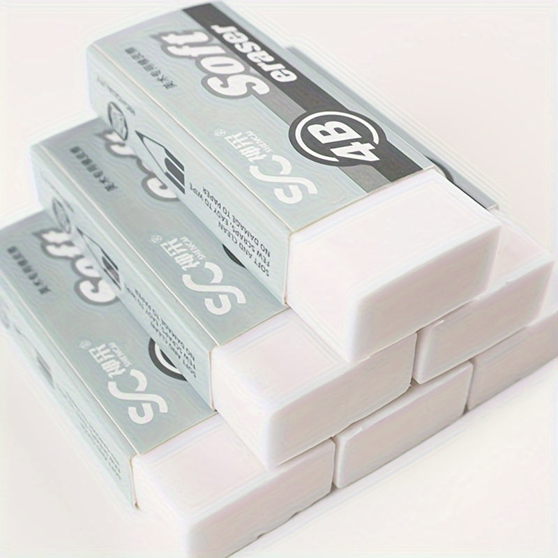 Soft PVC Erasers 5pcs Soft 4B PVC Erasers | Super Clean, Debris-Free, Ideal for School, Art Sketching, and Exam Drawing - Perfect Back-to-School Stationery with Bright Colors and Designs, Art Supplies