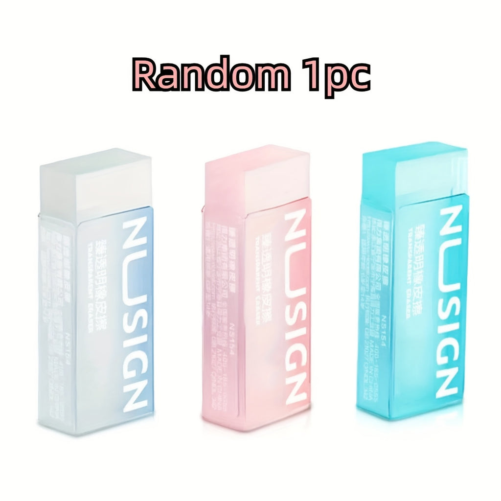 Charming Transparent Eraser in Solid Colors, Perfect for Students And Back-To-School Supplies