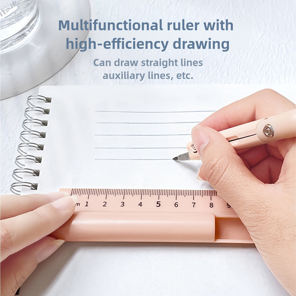One Piece of a Multifunctional Tool That Combines a Compass, Ruler, And Pencil, Designed for Measuring And Drawing, Suitable for Students And for Use in Schools And Offices