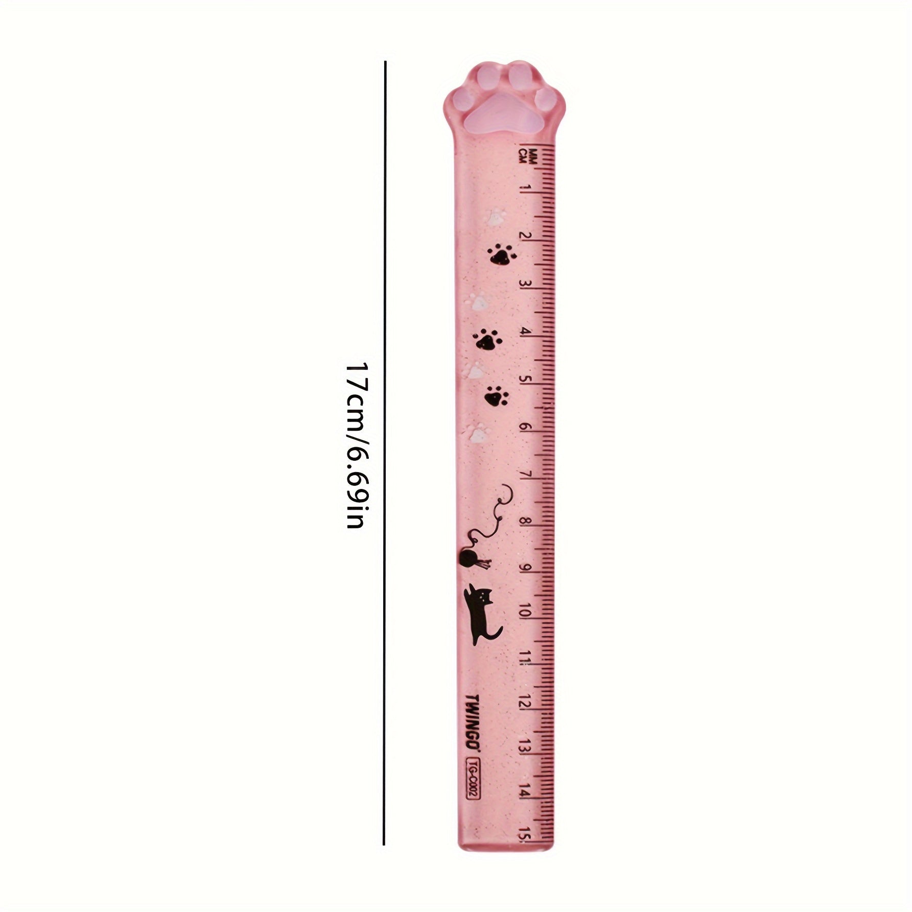 Cat Claw Cute Ruler Random One Animal Ruler, Cute Ruler, Kawaii Stationery, Novelty Straight Ruler, Measuring Tool, Stationery, Pink & Clear With Paw Pattern