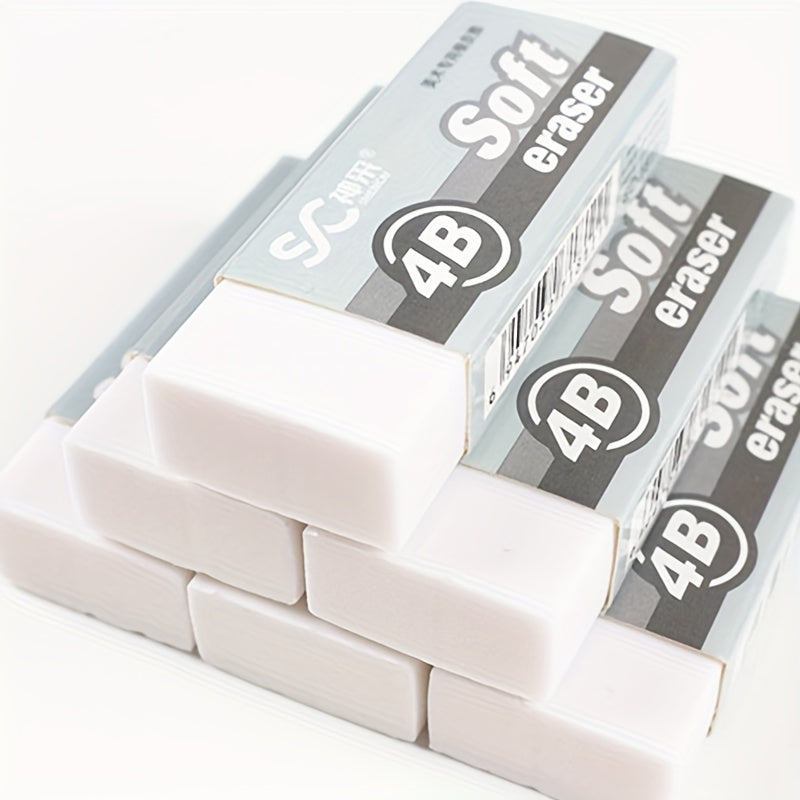 Soft PVC Erasers 5pcs Soft 4B PVC Erasers | Super Clean, Debris-Free, Ideal for School, Art Sketching, and Exam Drawing - Perfect Back-to-School Stationery with Bright Colors and Designs, Art Supplies