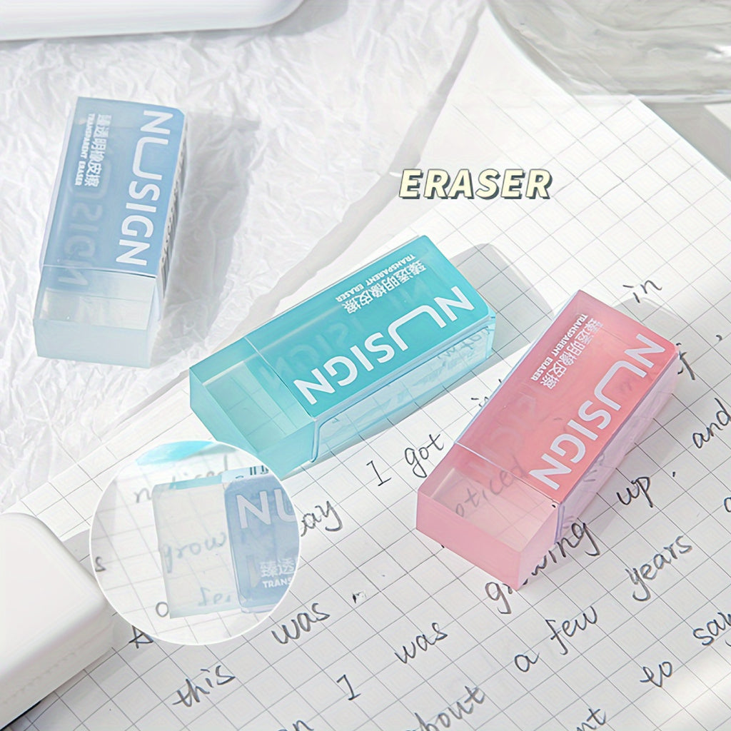 Charming Transparent Eraser in Solid Colors, Perfect for Students And Back-To-School Supplies
