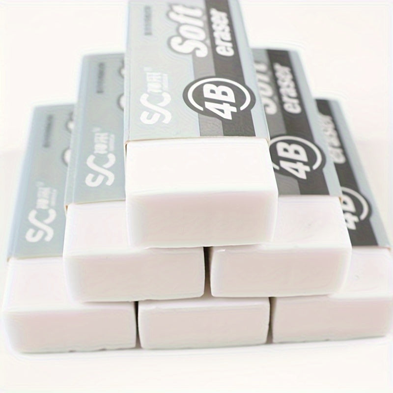 Soft PVC Erasers 5pcs Soft 4B PVC Erasers | Super Clean, Debris-Free, Ideal for School, Art Sketching, and Exam Drawing - Perfect Back-to-School Stationery with Bright Colors and Designs, Art Supplies