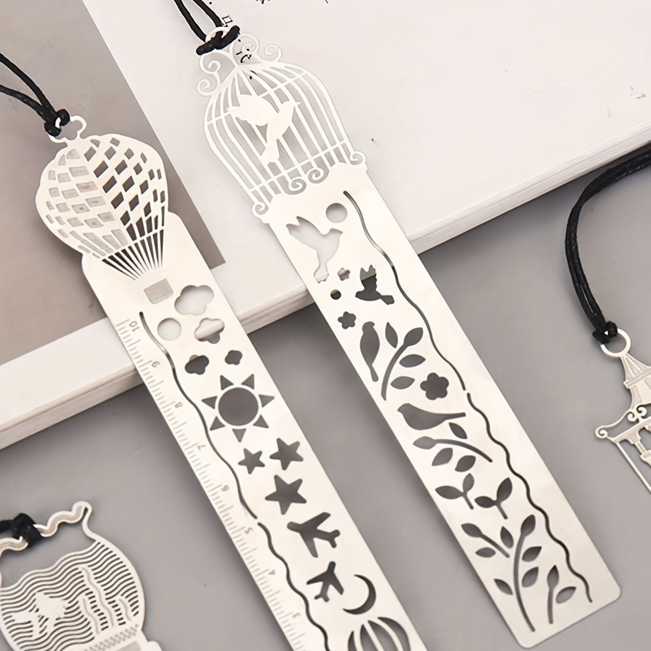 Cute Cartoon Patterned Bookmarks And Rulers for Students, Featuring Hollow Designs for Planners