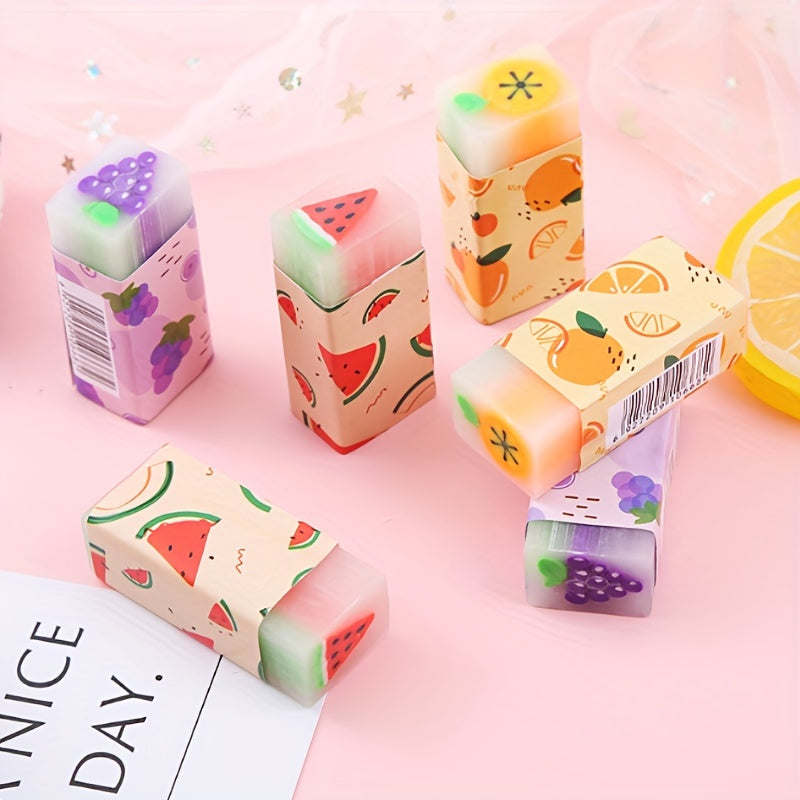 6pcs Cute Erasers For Students Bulk Fun Desk Pencil Students School Supplies Prize Gifts Party Favors