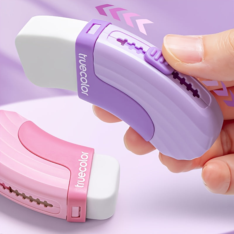 Rubber Erasers Sliding Retractable Eraser, 1pc\u002F4pcs, Large Erasers for School Office Art Drawing Pencil Eraser, 4 Colors, Purple\u002FPink\u002FBlue\u002FGreen