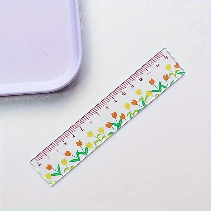 1pc, Transparent Plant Ruler, Flower Ruler, Acrylic Ruler, 5.91 Inches School Ruler, Centimeter Scale, Meets The Needs of Schools And Offices!