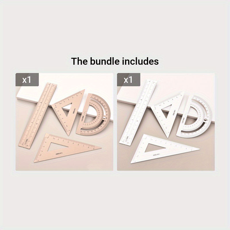 Aluminum Alloy Drafting Set 15cm Durable School Math Straight Triangular Ruler Protractor For Students