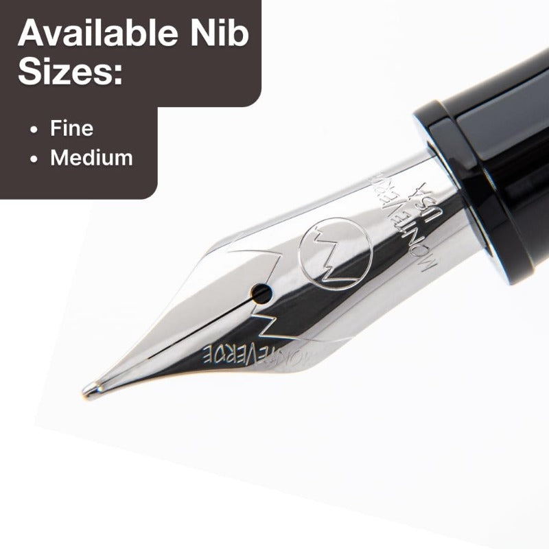 Monteverde USA Strata Fountain Pen Gift Set with Red Medium Nib & Bottled Ink - Elegant Body, Sleek & Red Accent Design, Smooth Writing Experience for Men, Women, Graduates, Executives - Ideal for Office, Journaling, Gift-Giving - Durable & Stylish