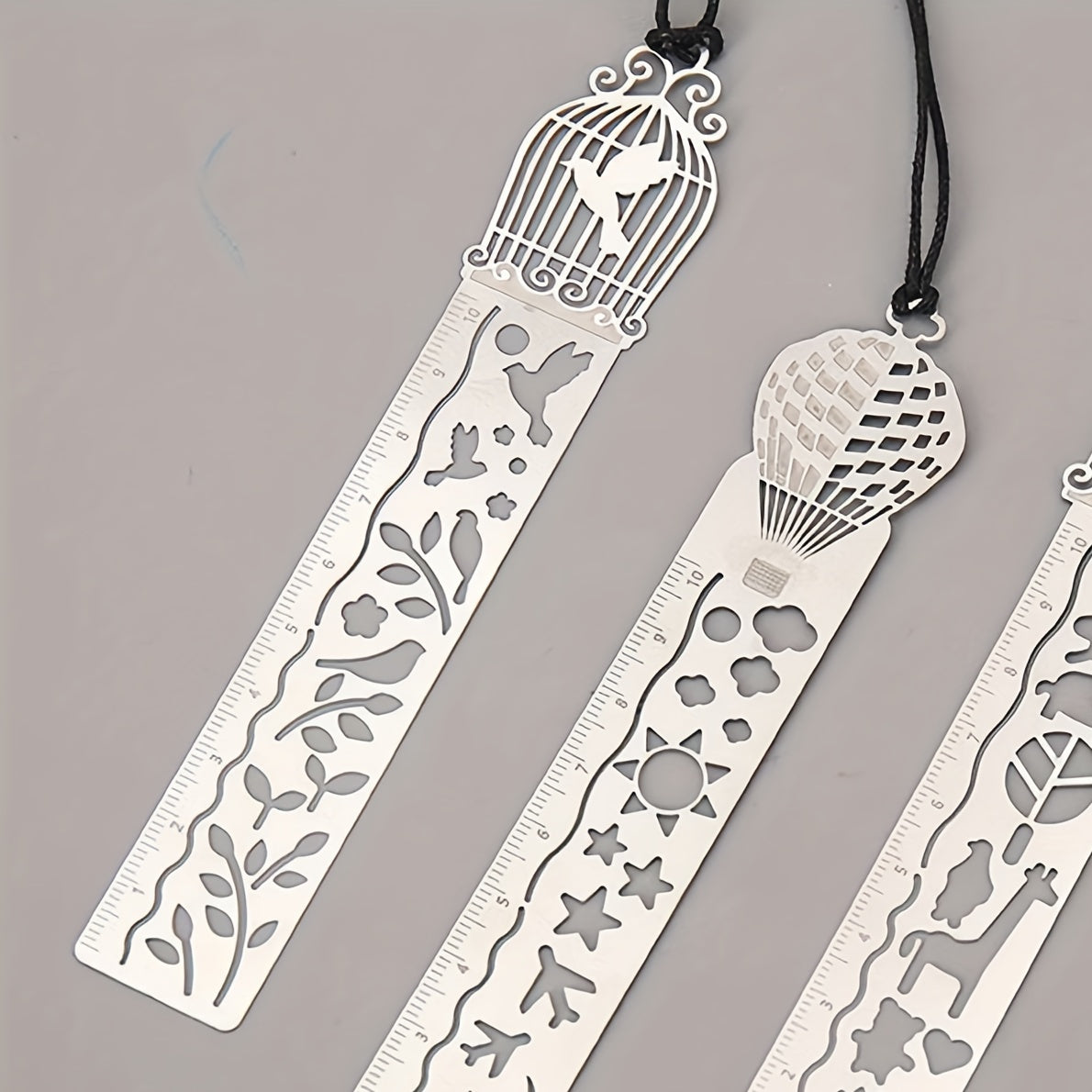 Cute Cartoon Patterned Bookmarks And Rulers for Students, Featuring Hollow Designs for Planners