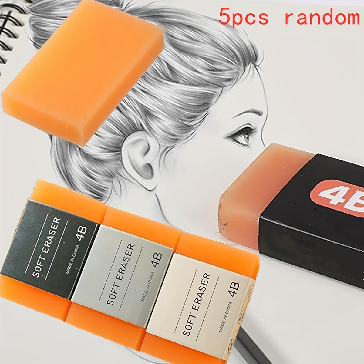 1pc\u002F5pcs Extra Large No Smudge Soft Soap Rubber Eraser for 4B Drawing Sketch Pencils for School Office Art