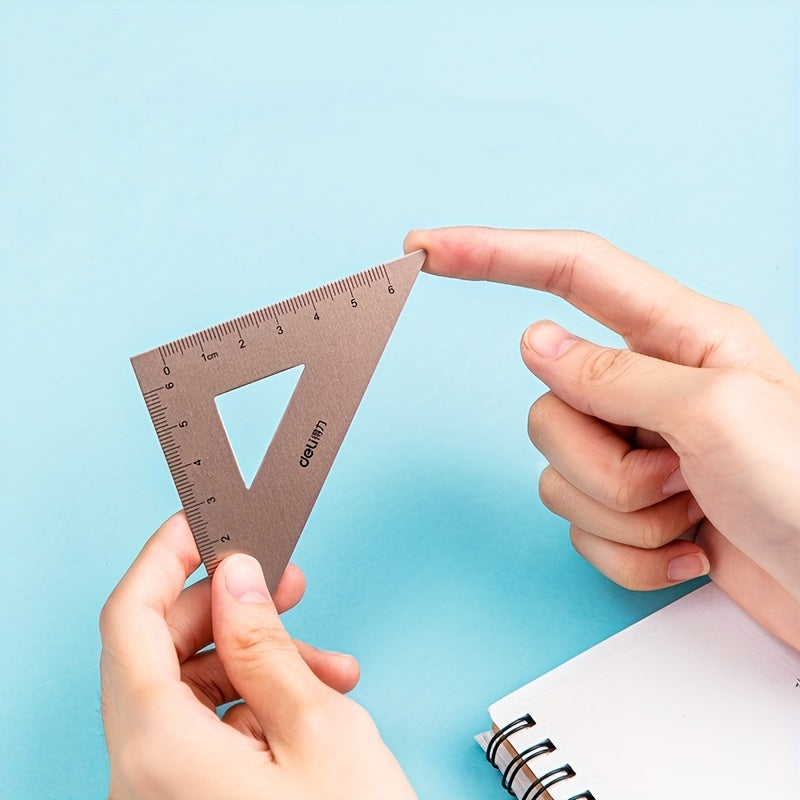 Aluminum Alloy Drafting Set 15cm Durable School Math Straight Triangular Ruler Protractor For Students