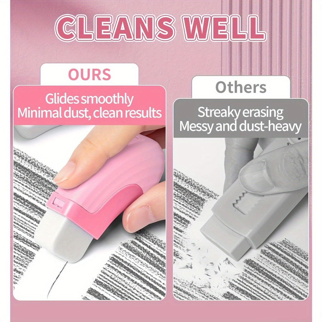 Rubber Erasers Sliding Retractable Eraser, 1pc\u002F4pcs, Large Erasers for School Office Art Drawing Pencil Eraser, 4 Colors, Purple\u002FPink\u002FBlue\u002FGreen