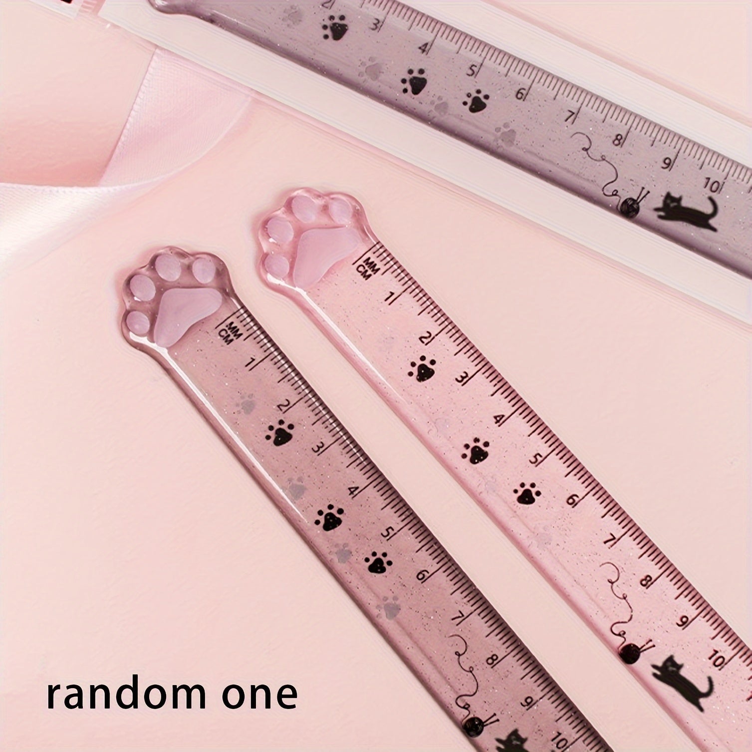 Cat Claw Cute Ruler Random One Animal Ruler, Cute Ruler, Kawaii Stationery, Novelty Straight Ruler, Measuring Tool, Stationery, Pink & Clear With Paw Pattern