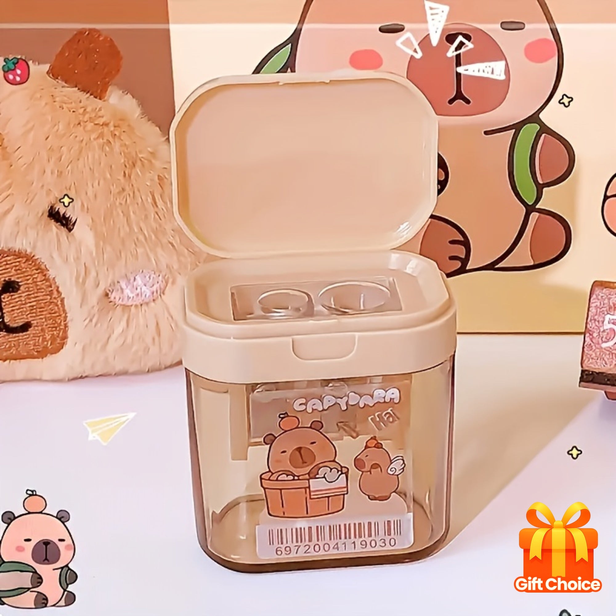 1pc Cute Capybara Dual-Hole Pencil Sharpener - Portable Handheld Eraser with Capybara Design, Ideal for School & Office Supplies, Perfect Gift for Friends, Classroom Stationery | Playful Design | Plastic Sharpener, Pencil Holder