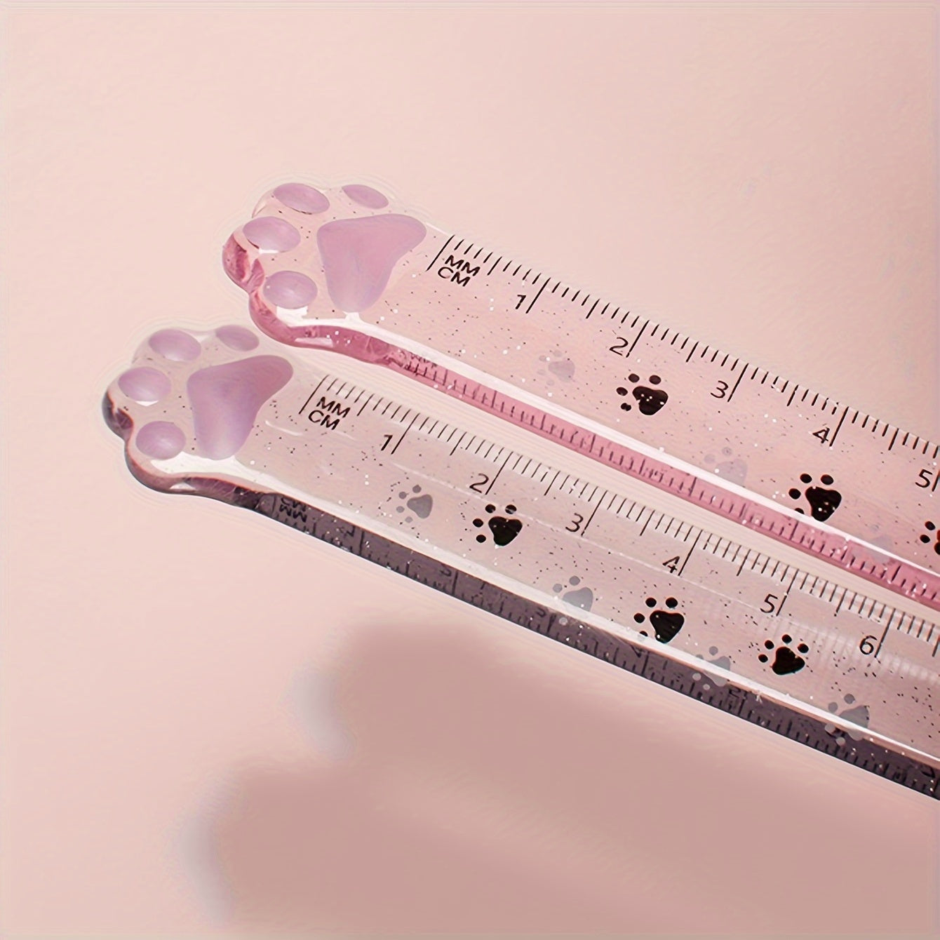 Cat Claw Cute Ruler Random One Animal Ruler, Cute Ruler, Kawaii Stationery, Novelty Straight Ruler, Measuring Tool, Stationery, Pink & Clear With Paw Pattern