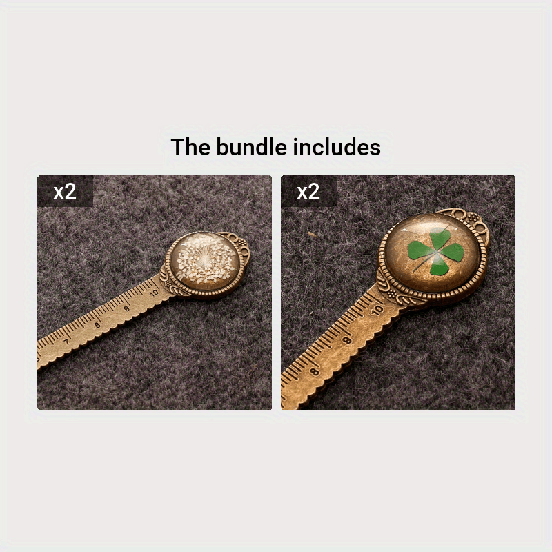 Vintage Dry Flower Metal Bookmark Eternal Flower Dry Flower Multi-functional Ruler Bookmark Classical Bookmark Multi-functional Bookmark