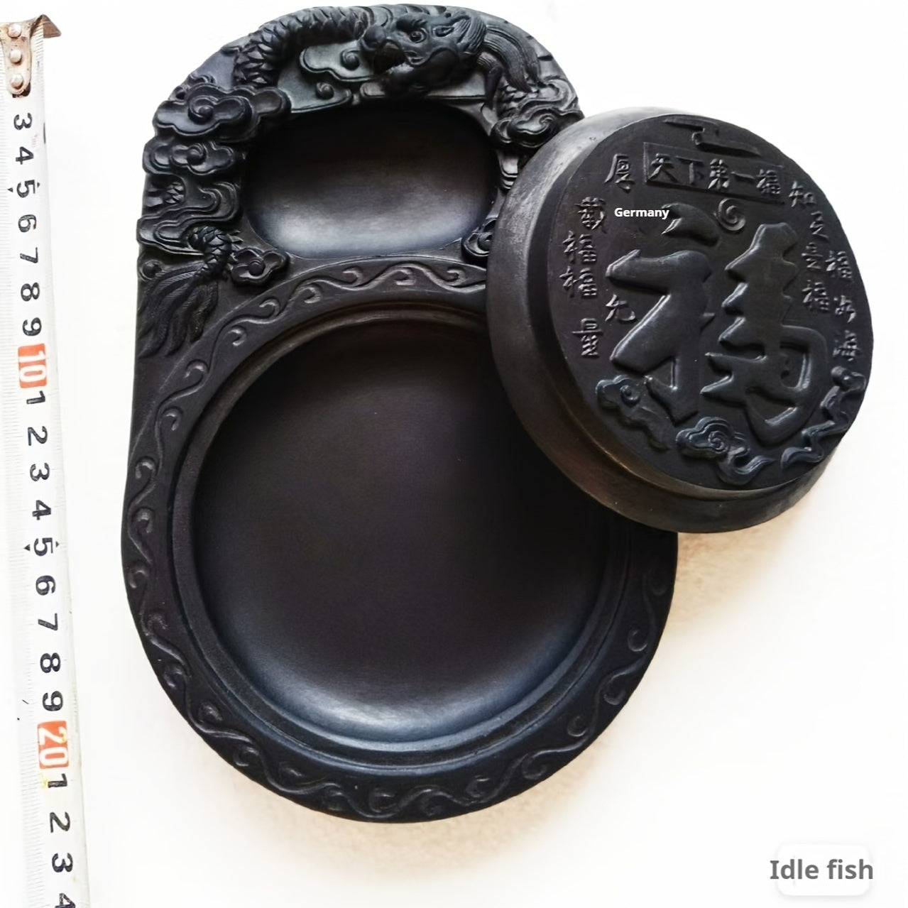 A Special Inkstone for Calligraphy, Made from Natural Stone, Comes with a Lid, Includes Songhua Ink Stick And Ink Block, Suitable for Grinding Ink with a Brush, Part of The Four Treasures of The Study: Brush, Ink, Paper, And Inkstone.