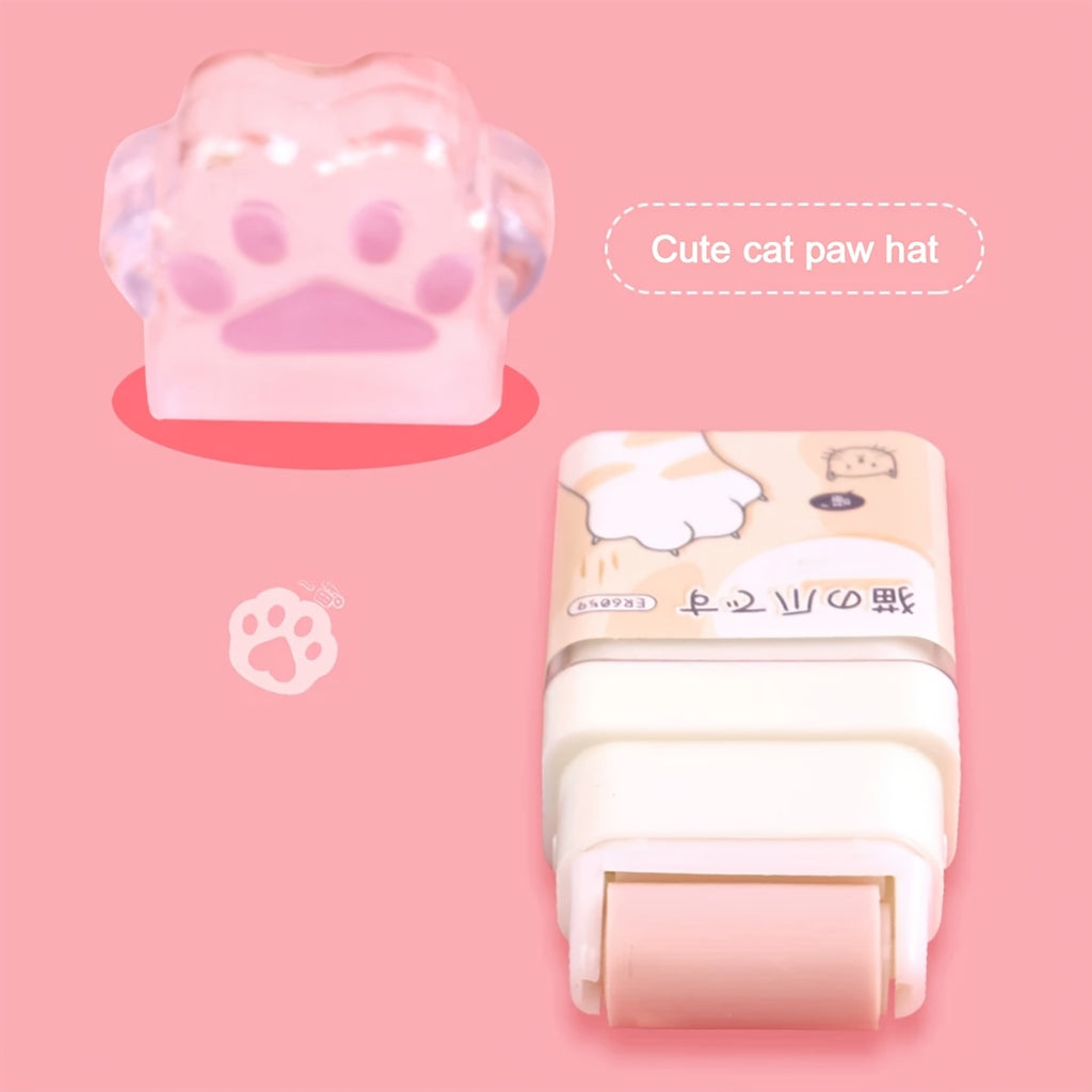 Cat Paw Cute Roller Eraser Girl Pencil Eraser Rubber Cartoon Pen Eraser Supplies Prizes Office Eraser